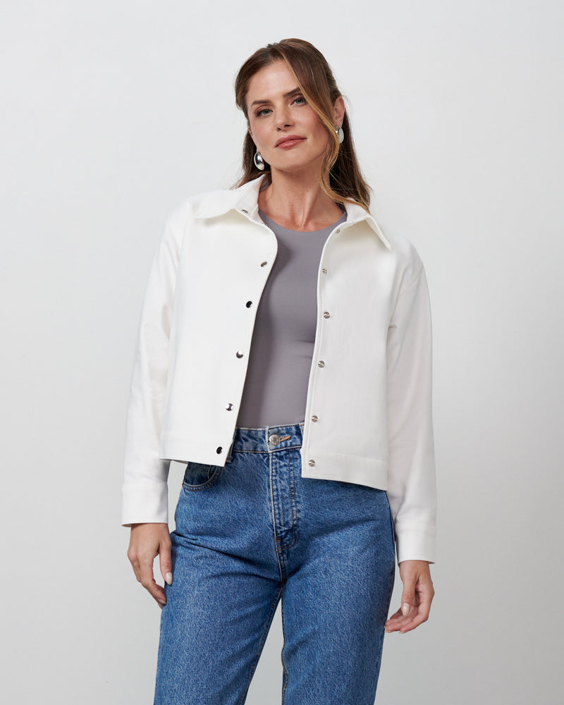 Jaqueta Bomber em Algodão com Elastano Off White | Samba