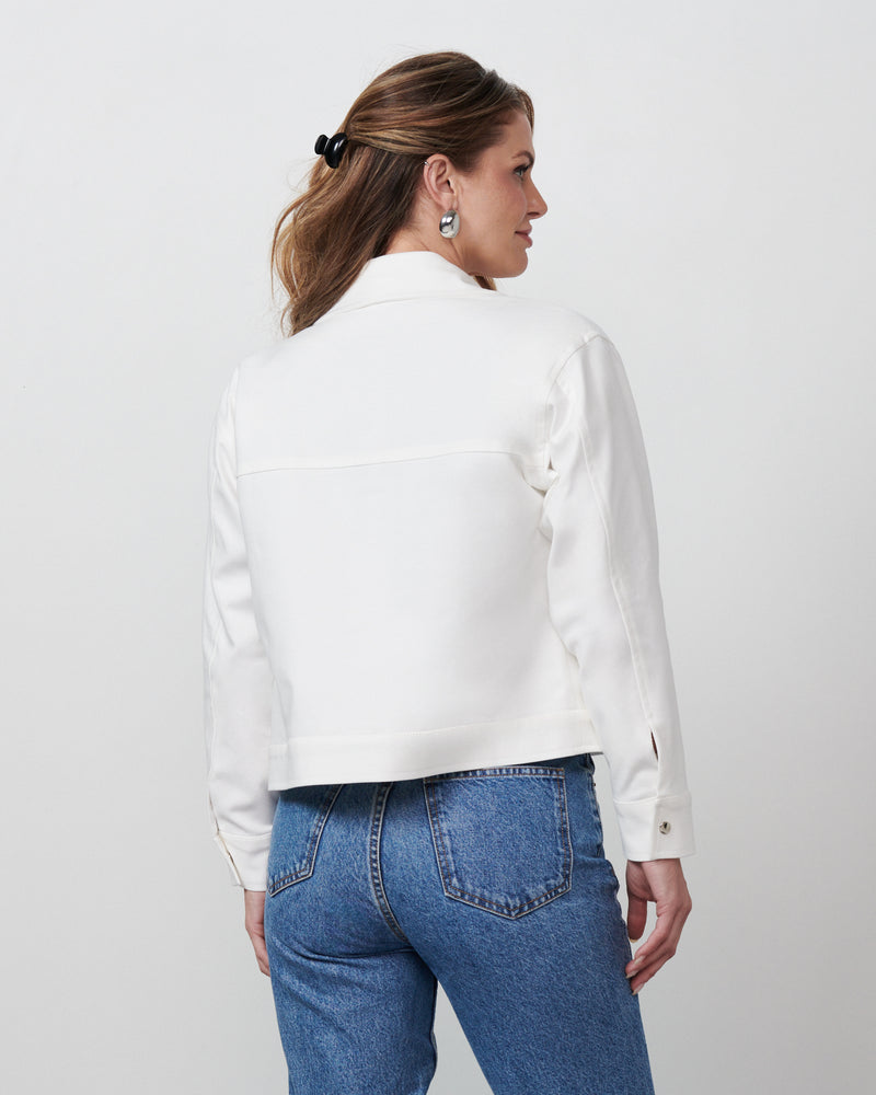 Jaqueta Bomber em Algodão com Elastano Off White | Samba