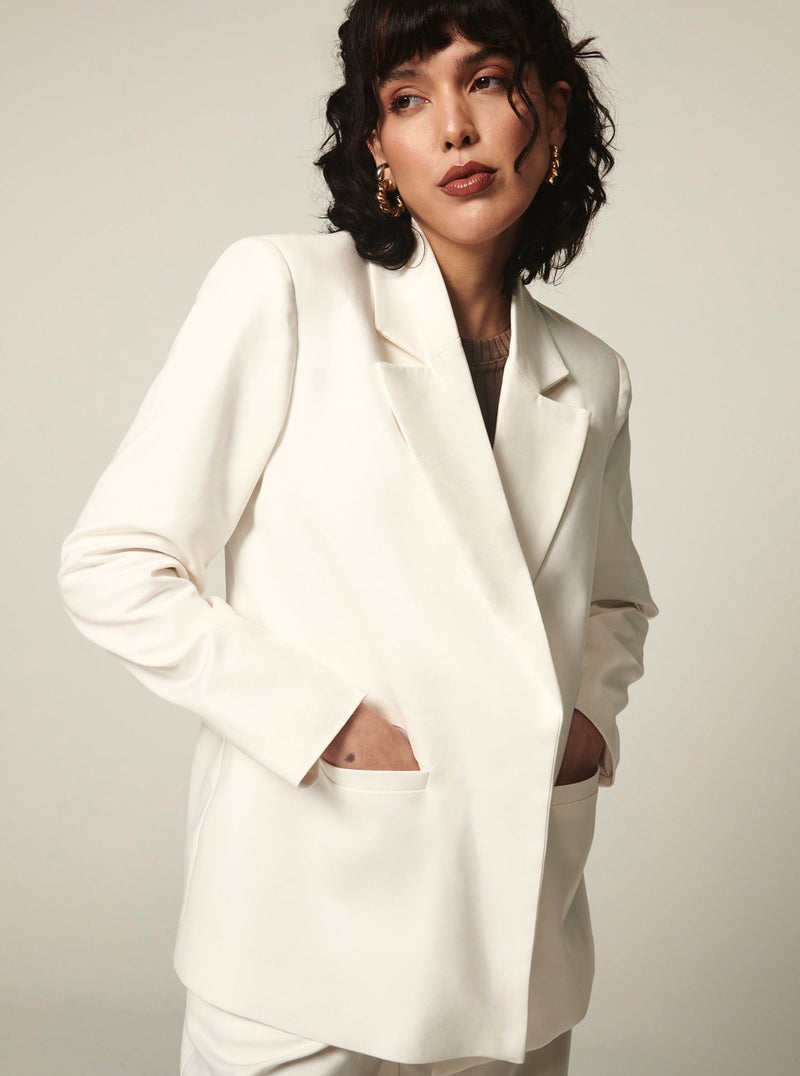 Blazer em Algodão com Elastano Off White | Porto