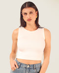 Cropped Cavado em Malha Canelada Off White | Pérola