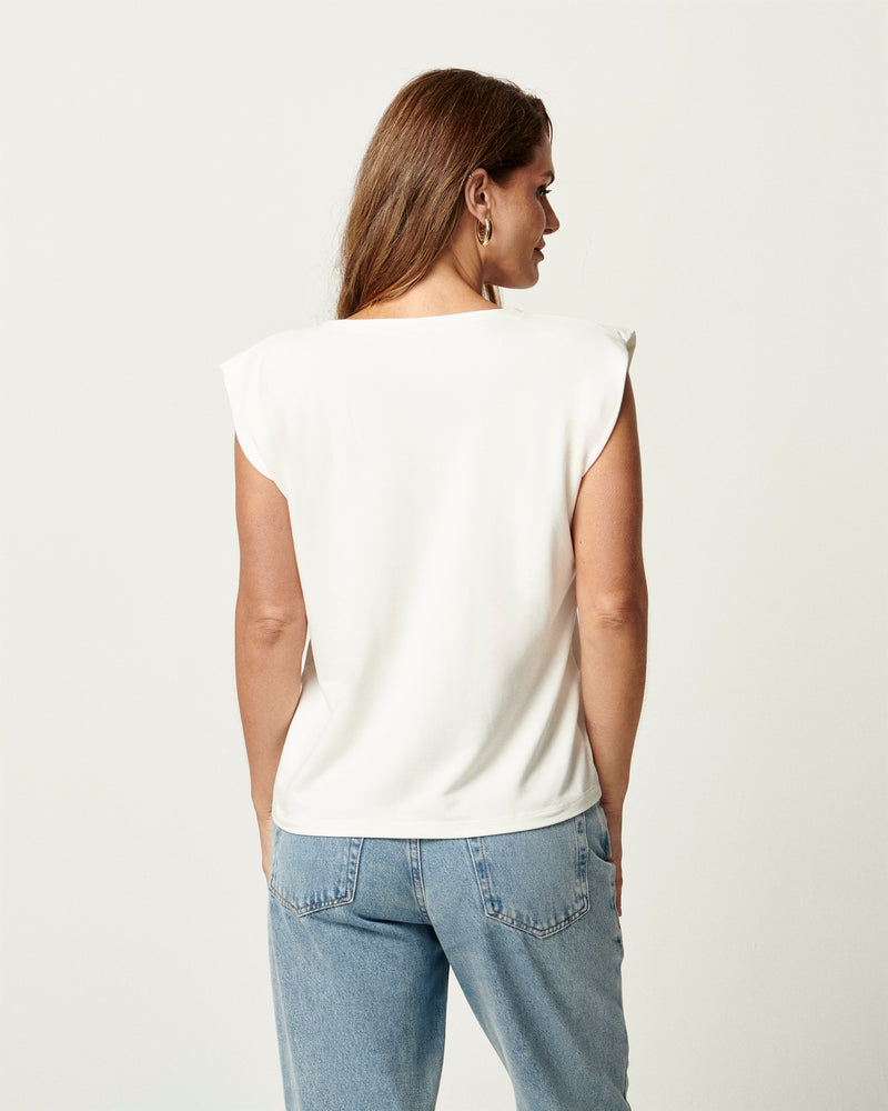 Regata Muscle Tee em Moletinho Off White | Fiji