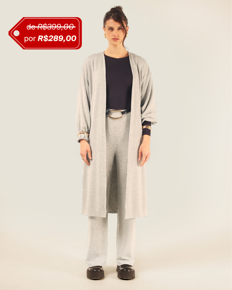 Cardigan Midi Cinza | Plural