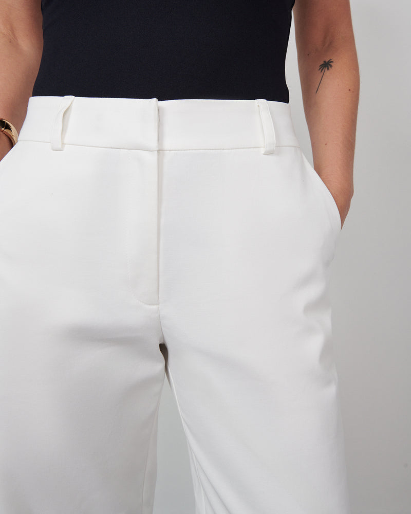 Calça Ampla em Algodão com Elastano Off White | Maresia