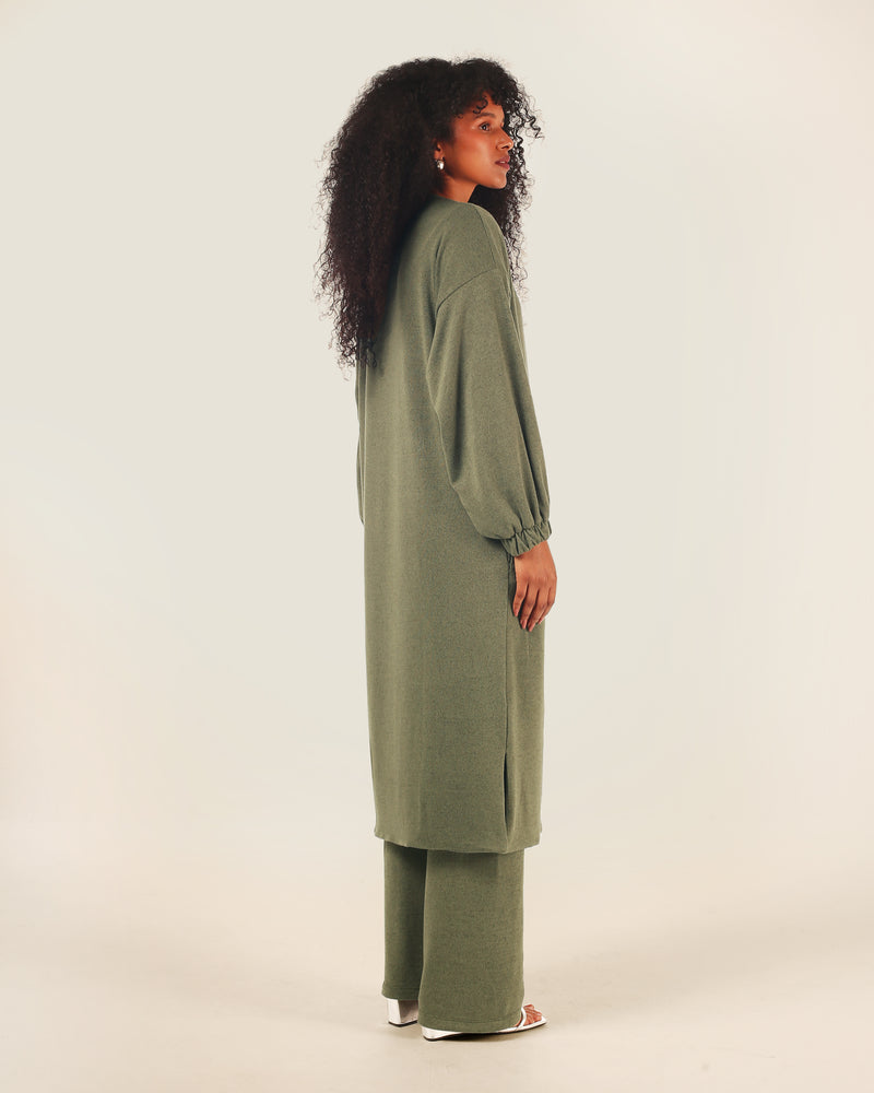 Cardigan Midi Verde Oliva | Plural