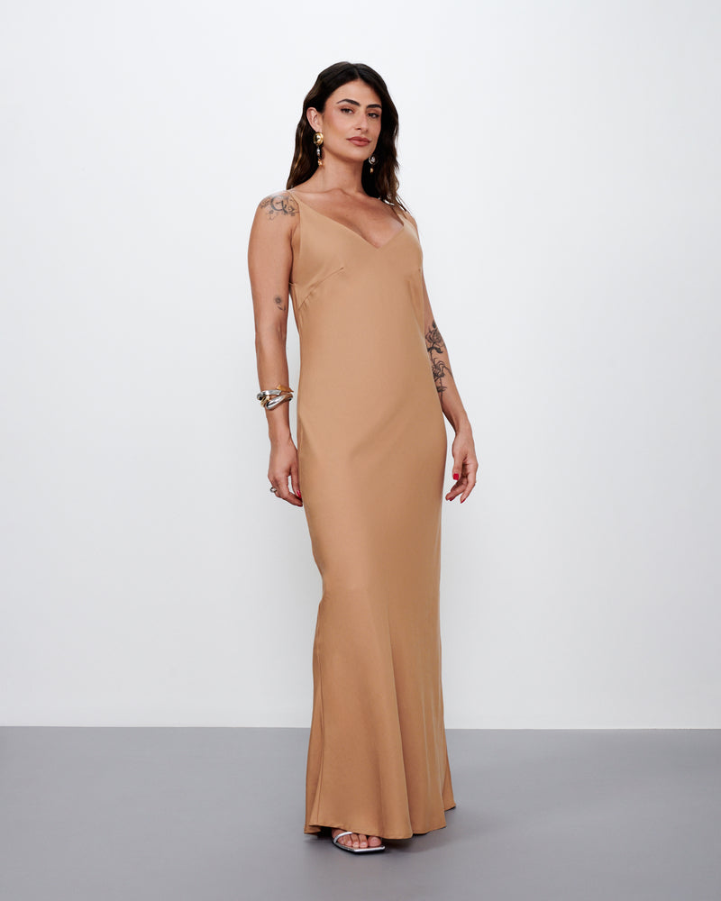 Vestido Slip Longo Caramelo | Tulum