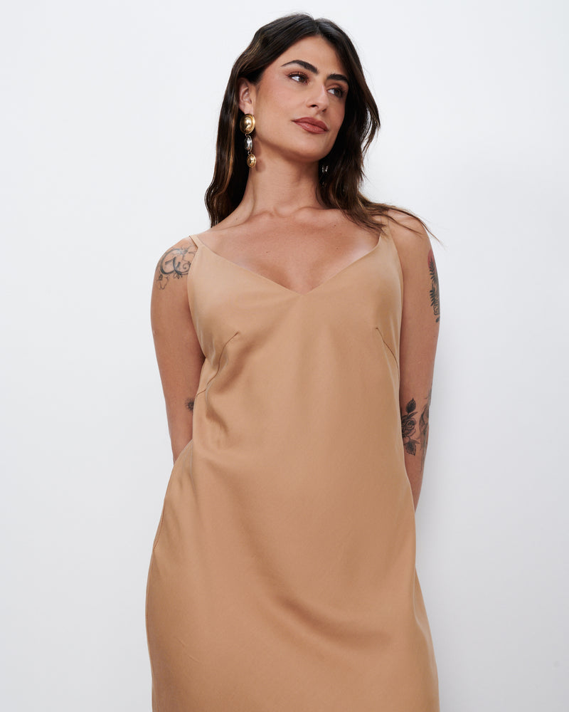 Vestido Slip Longo Caramelo | Tulum