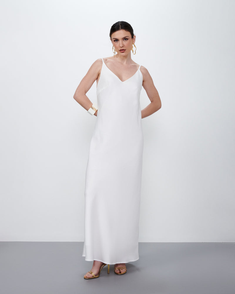 Vestido Slip Longo Off White | Tulum