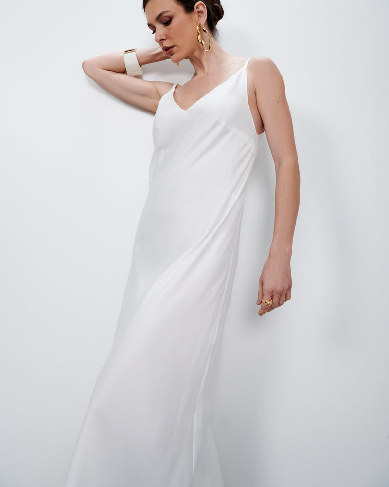 Vestido Slip Longo Off White | Tulum