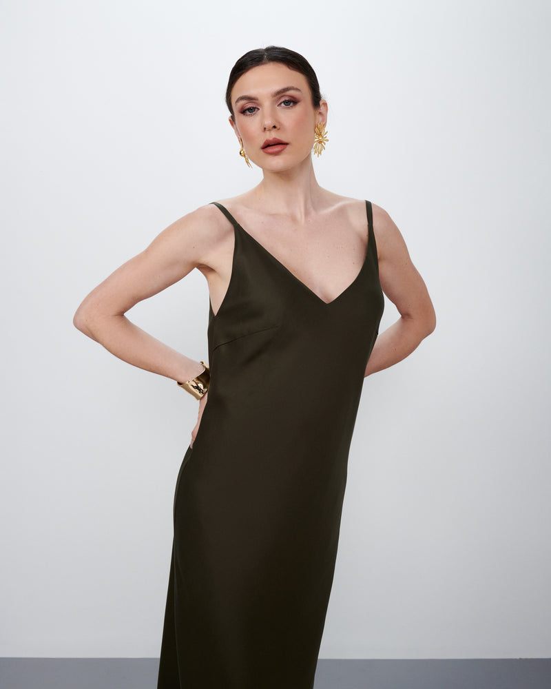 Vestido Slip Longo Verde | Tulum